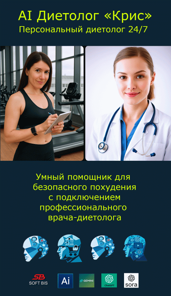 AI-агент «AI Дієтолог Кріс» розумний помічник для безпечного схуднення лікаря-дієтолога AI-агент «AI Дієтолог Кріс» розумний помічник для безпечного схуднення лікаря-дієтолога