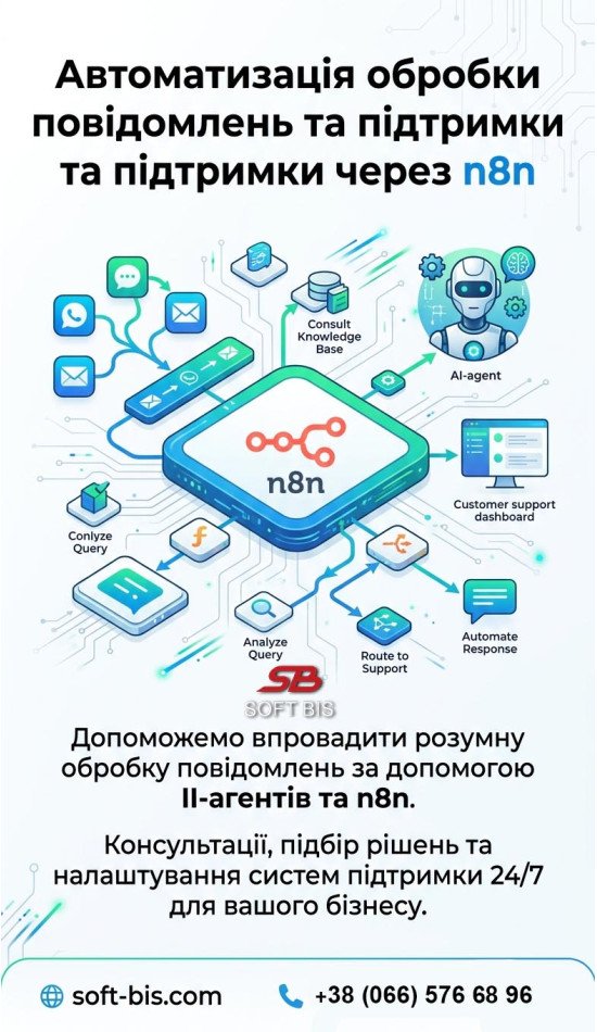Розумна обробка через n8n повідомлень та підтримка: автоматизація вашого спілкування з клієнтами