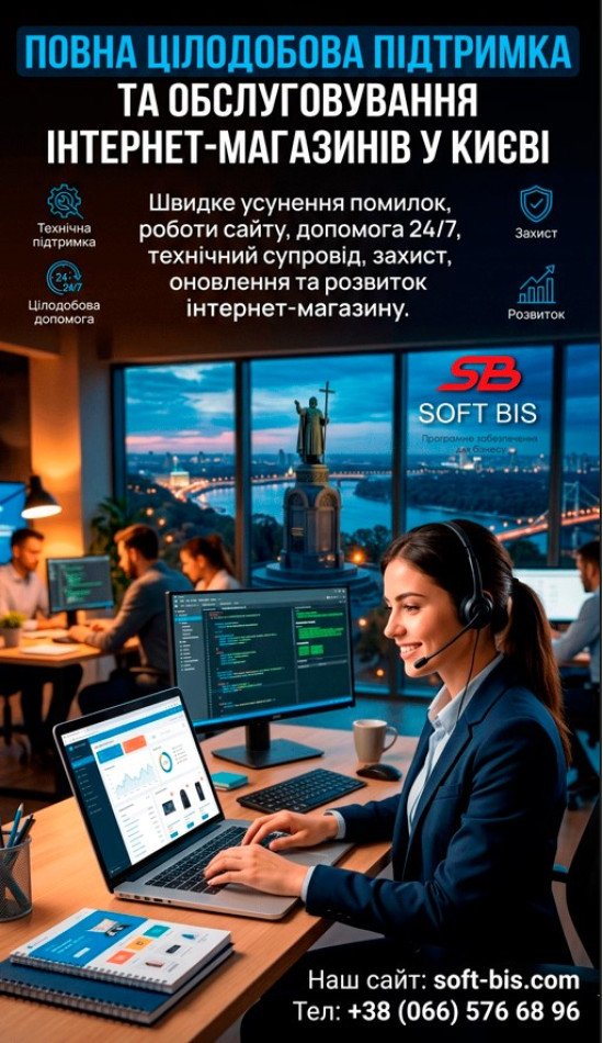 Full 24/7 support and maintenance for online stores in Kyiv